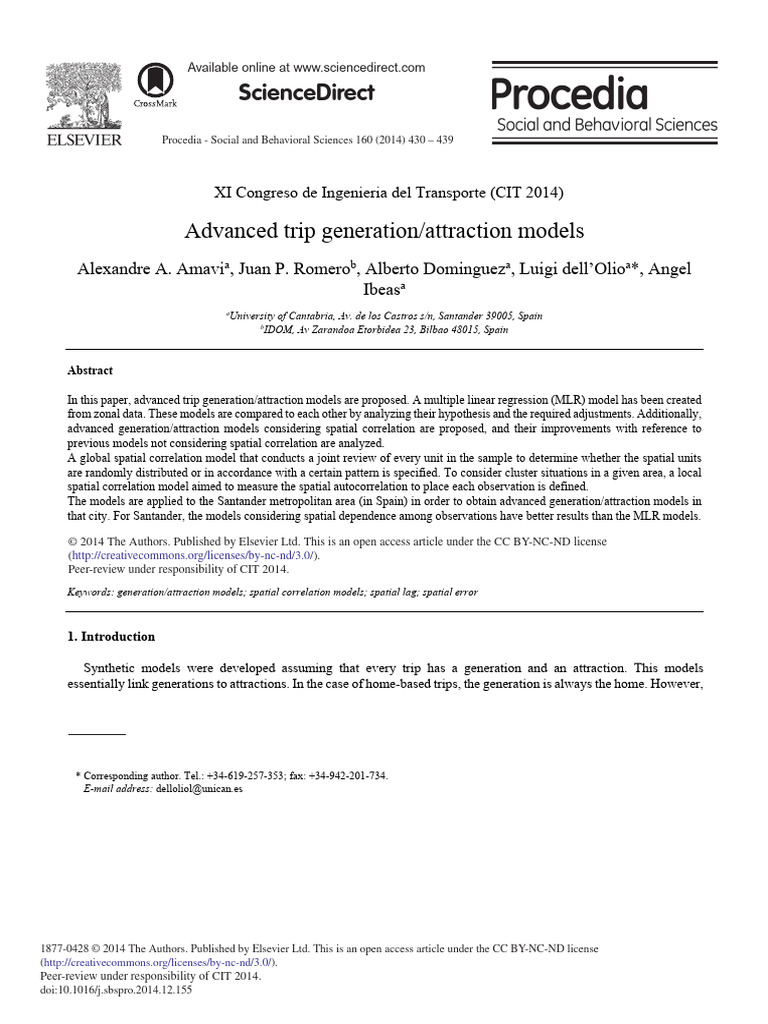 Advanced Trip Generation Models in Santander | PDF | Spatial Analysis ...