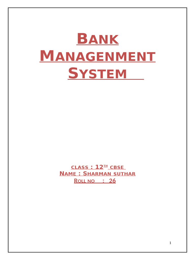 Bank Management System Project Overview | PDF | Software Testing ...