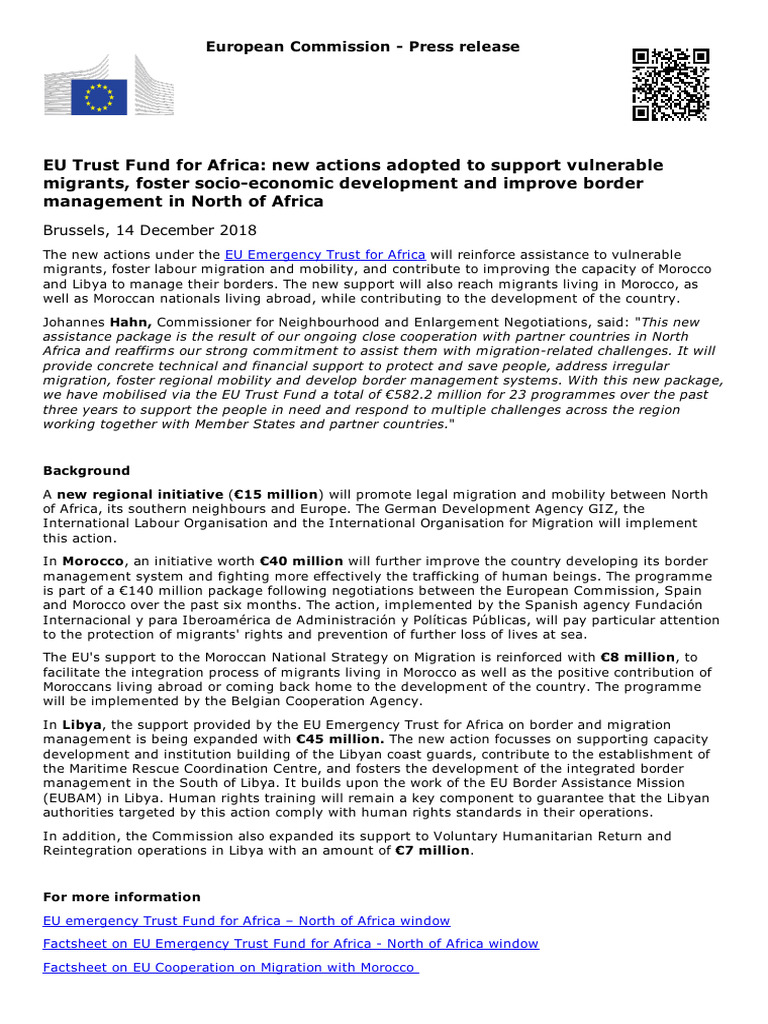 EU Boosts Migration Aid in North Africa | PDF | Morocco | Human Migration