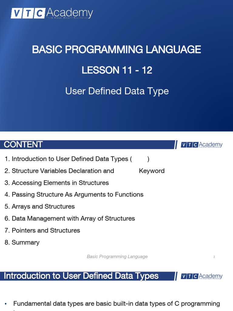 SEM1-BPL - Lesson11-12-User Defined Data Types | PDF | Pointer ...
