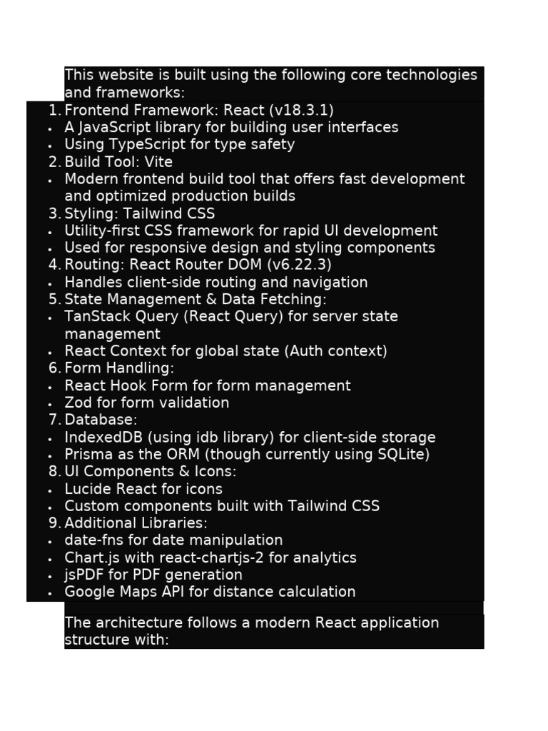 This Website Is Built Using The Following Core Technologies And