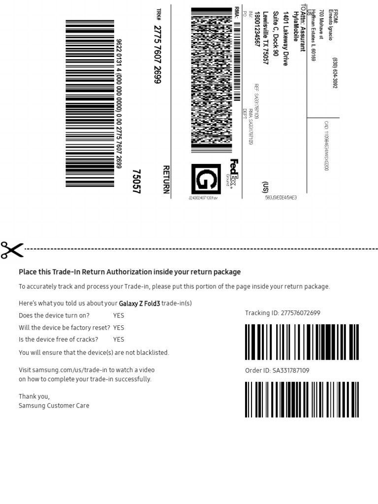 Samsung Trade-In Return Instructions | PDF