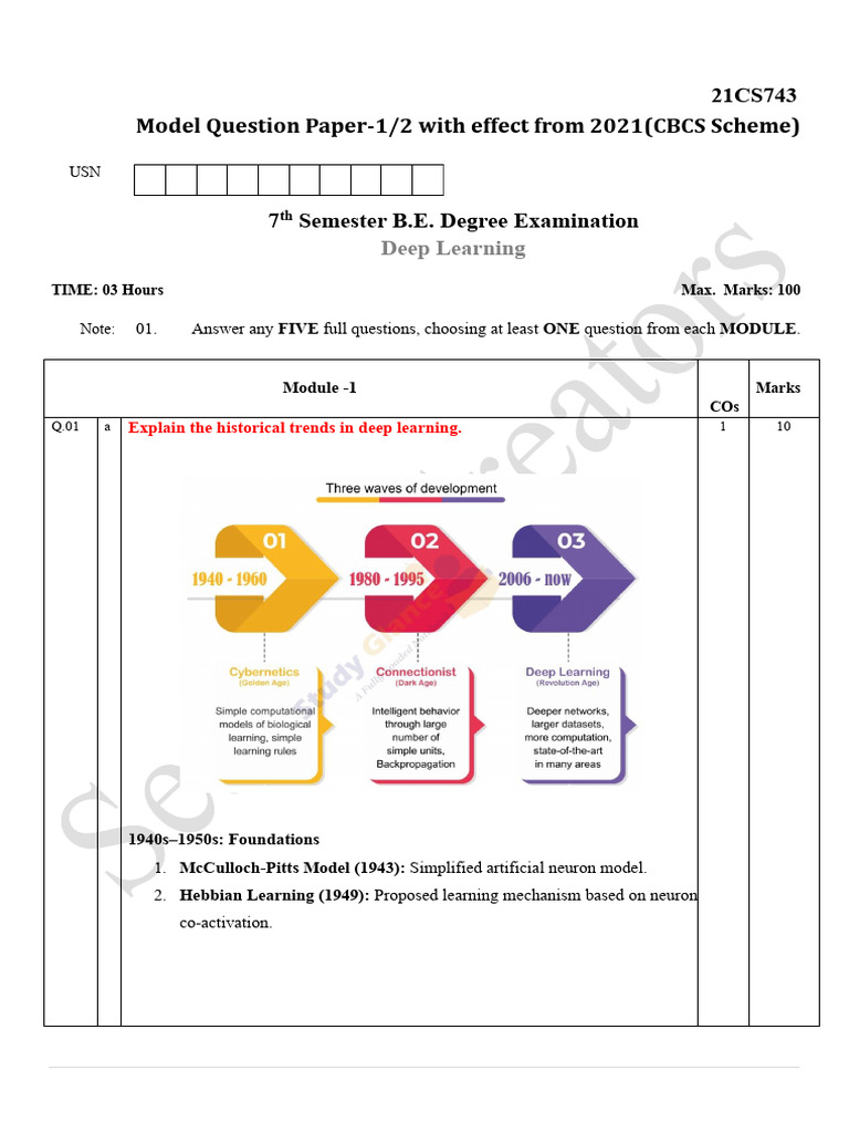 Deep Learning Exam Questions Guide | PDF | Machine Learning ...