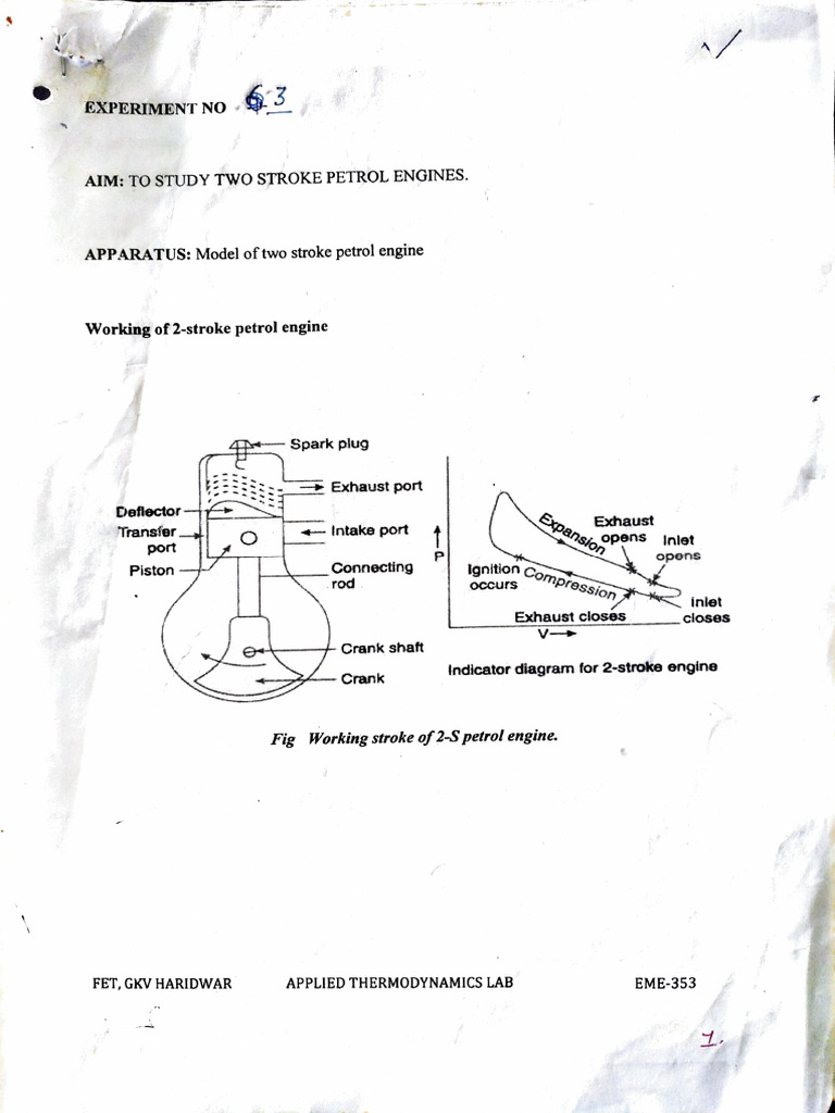 To Study Two Stroke Petrol Engine | PDF | Piston | Vehicle Parts