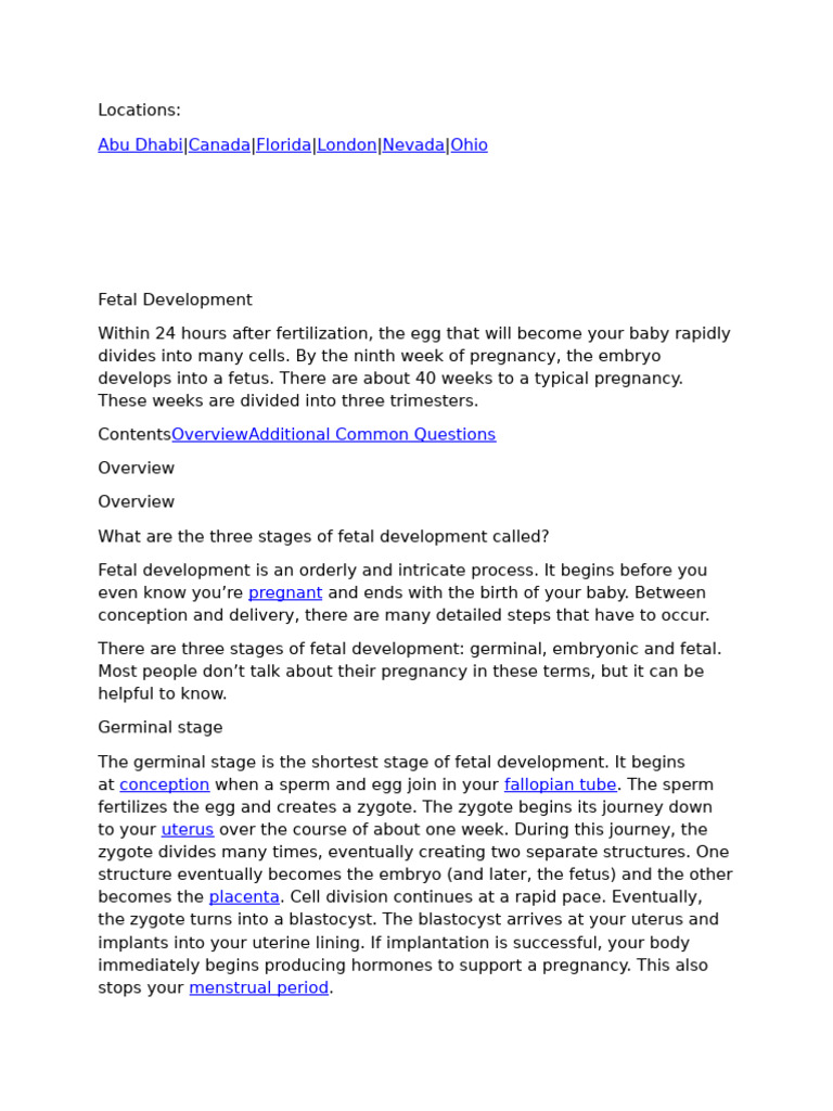 Stages of Fetal Development Explained | PDF | Pregnancy | Placenta