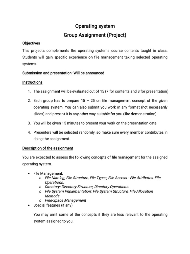 Operating system group assignment | PDF
