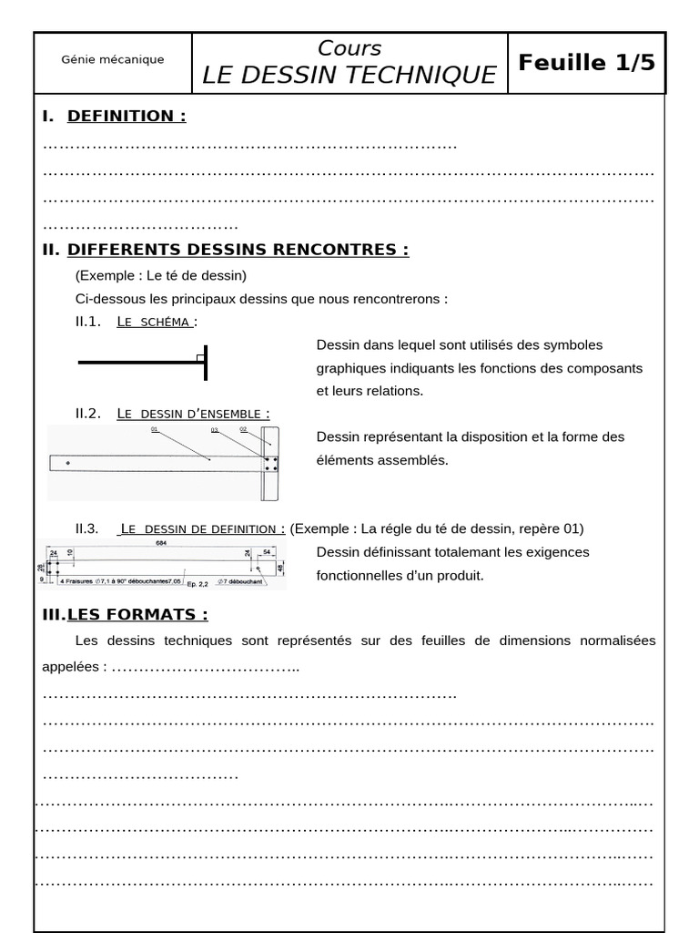 Cours de dessin technique en génie mécanique | PDF | Dessin technique ...