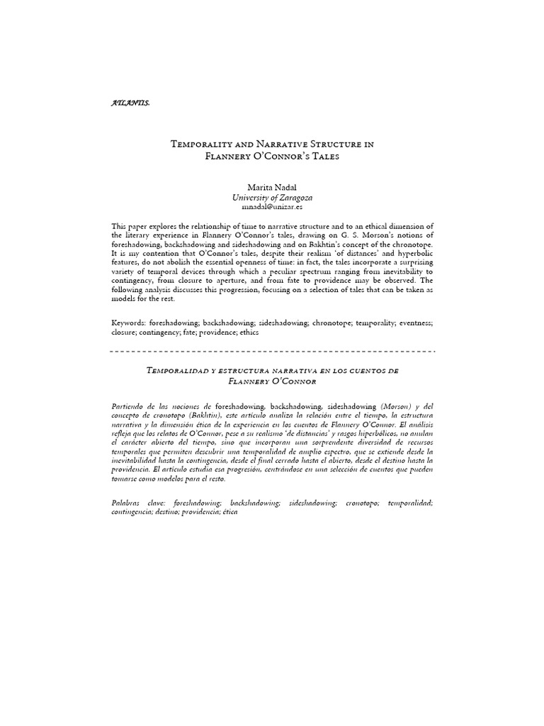 Backshadowing in O'Connor's Narratives | PDF