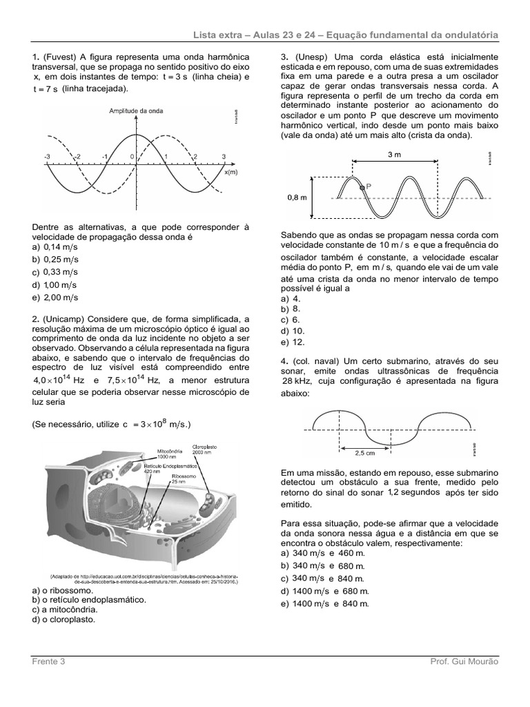 Ondulatória: Questões e Respostas | PDF | Ondas | Som