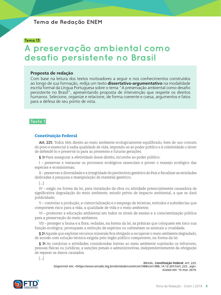 Desafios da Preservação Ambiental no Brasil | PDF | Ambiente natural ...