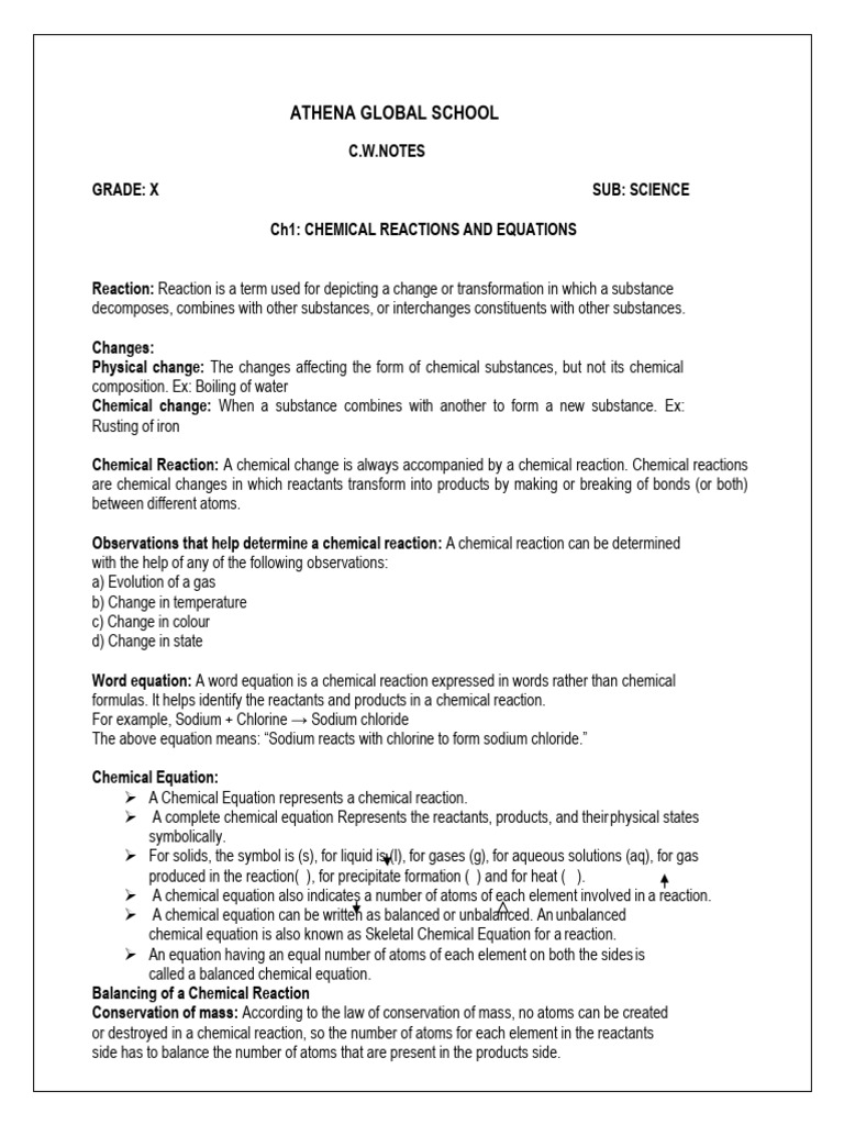 Chemical Reactions & Equations Guide | PDF | Chemical Reactions | Redox