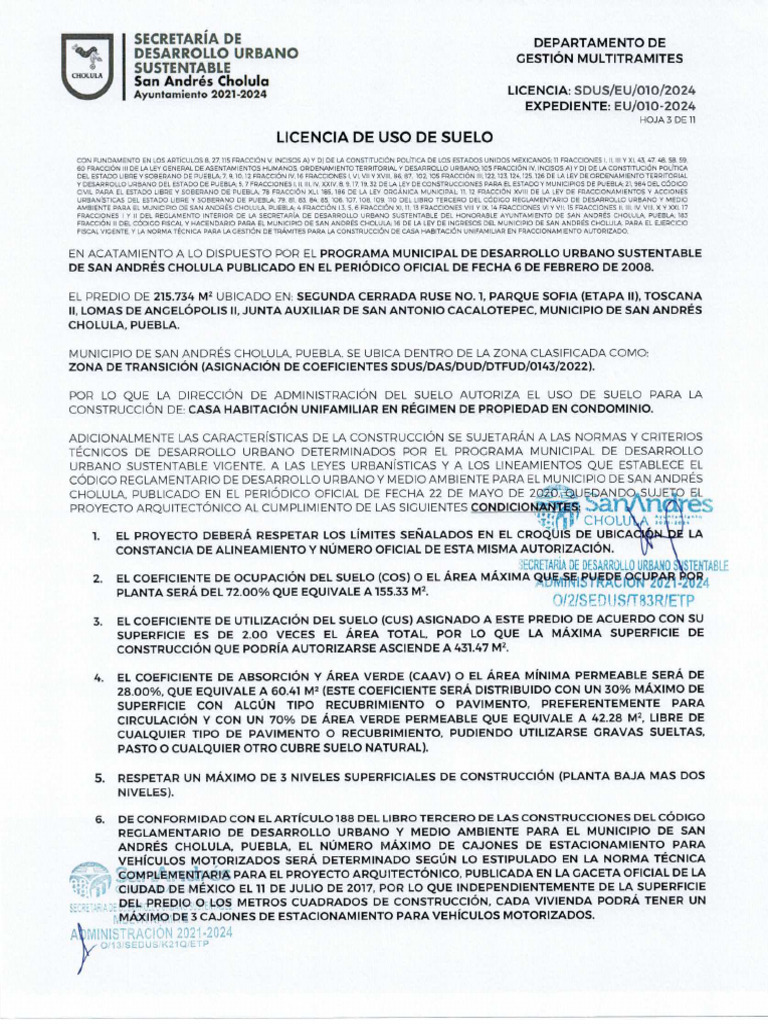 Licencia De Uso De Suelo Pdf