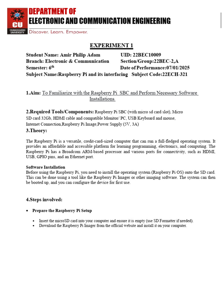 Raspberry Pi Setup and Interfacing Guide | PDF | Raspberry Pi | Booting