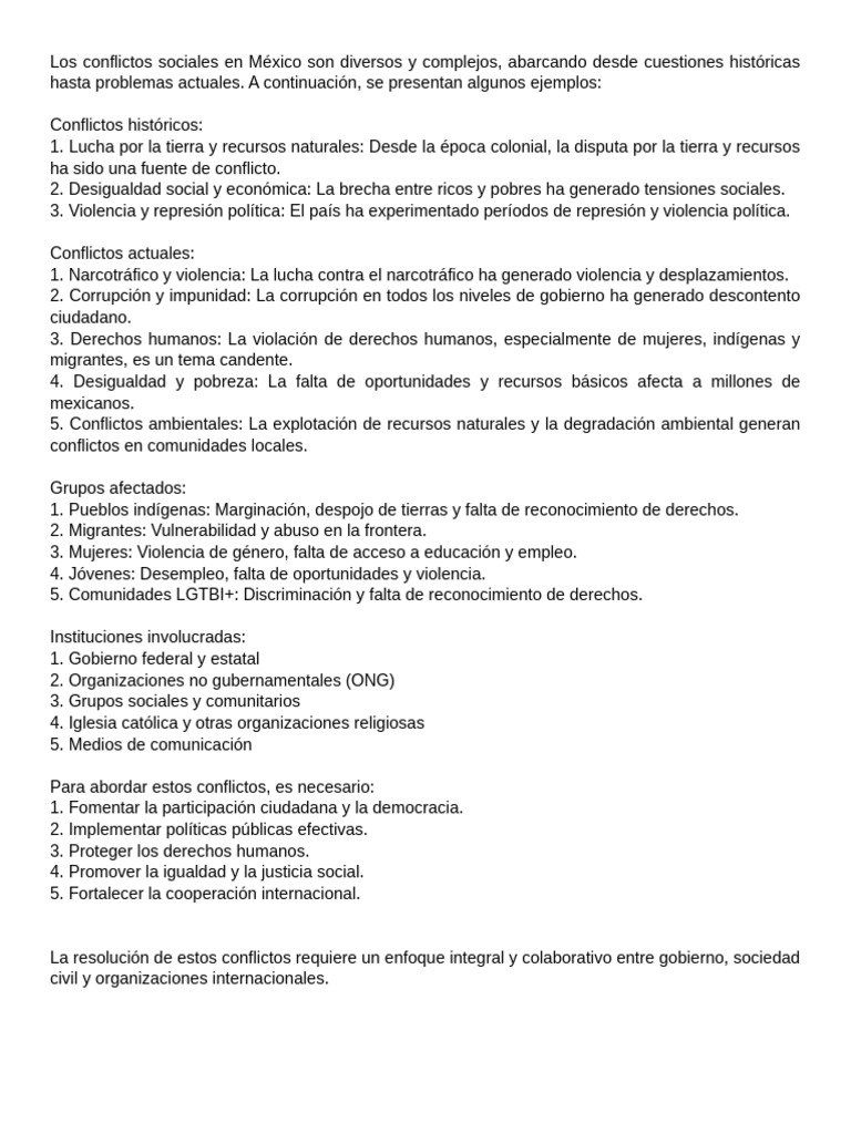 Los Conflictos Sociales en México | PDF | Corrupción política | México