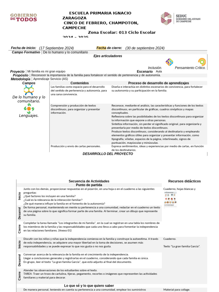 Mi familia: un gran equipo educativo | PDF | Aprendizaje | Cognición