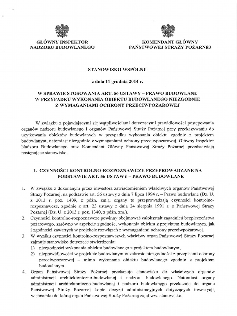 Stanowisko Wspólne GINB I KG PSP W SPR Stosowania Art. 56 PB W ...