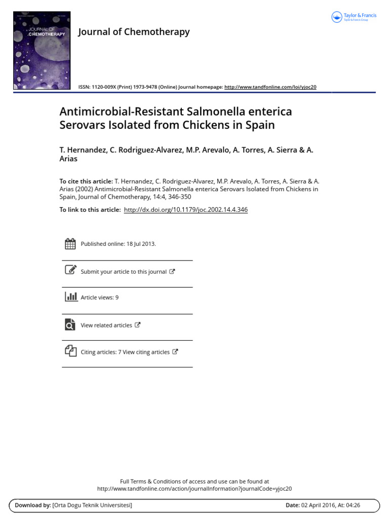 Antimicrobial-Resistant Salmonella Enterica Serovars Isolated From ...