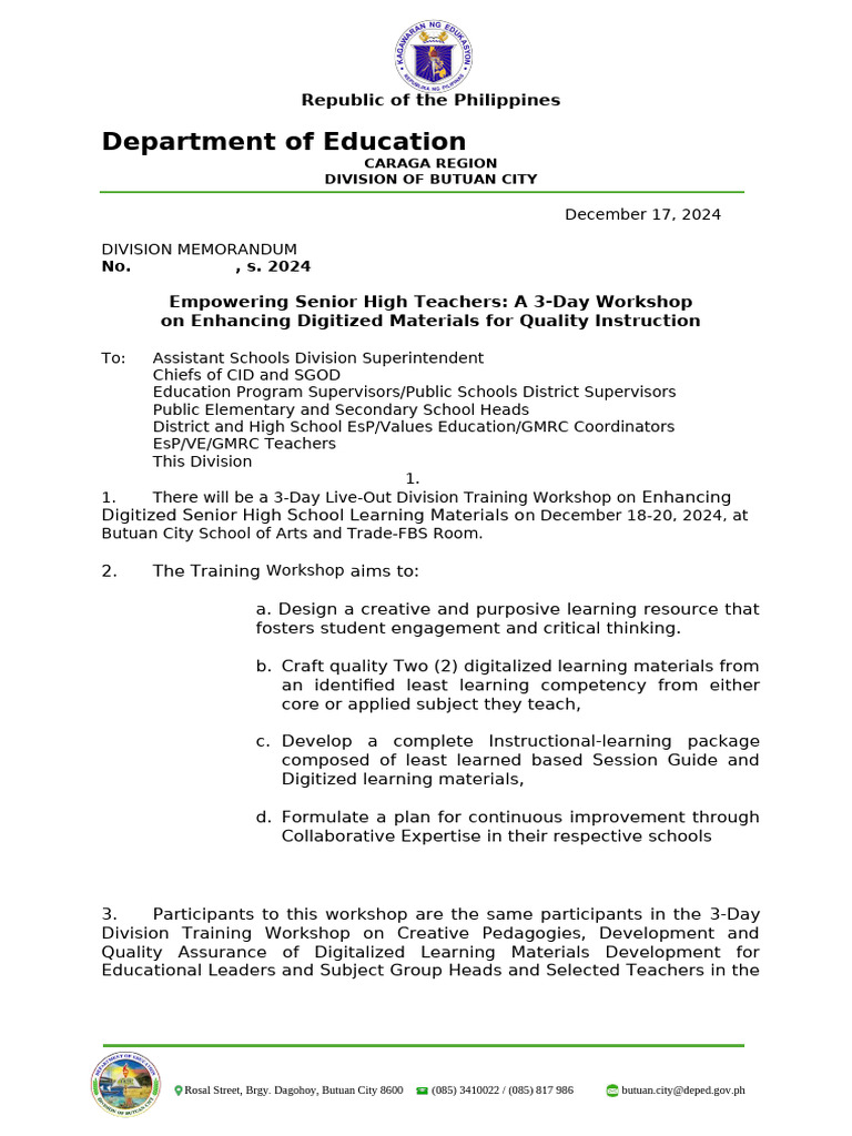 Workshop on Enhancing Digital Learning Materials | PDF | Learning ...