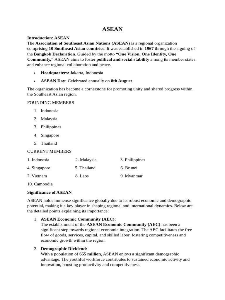 Asean Pdf International Relations Economies
