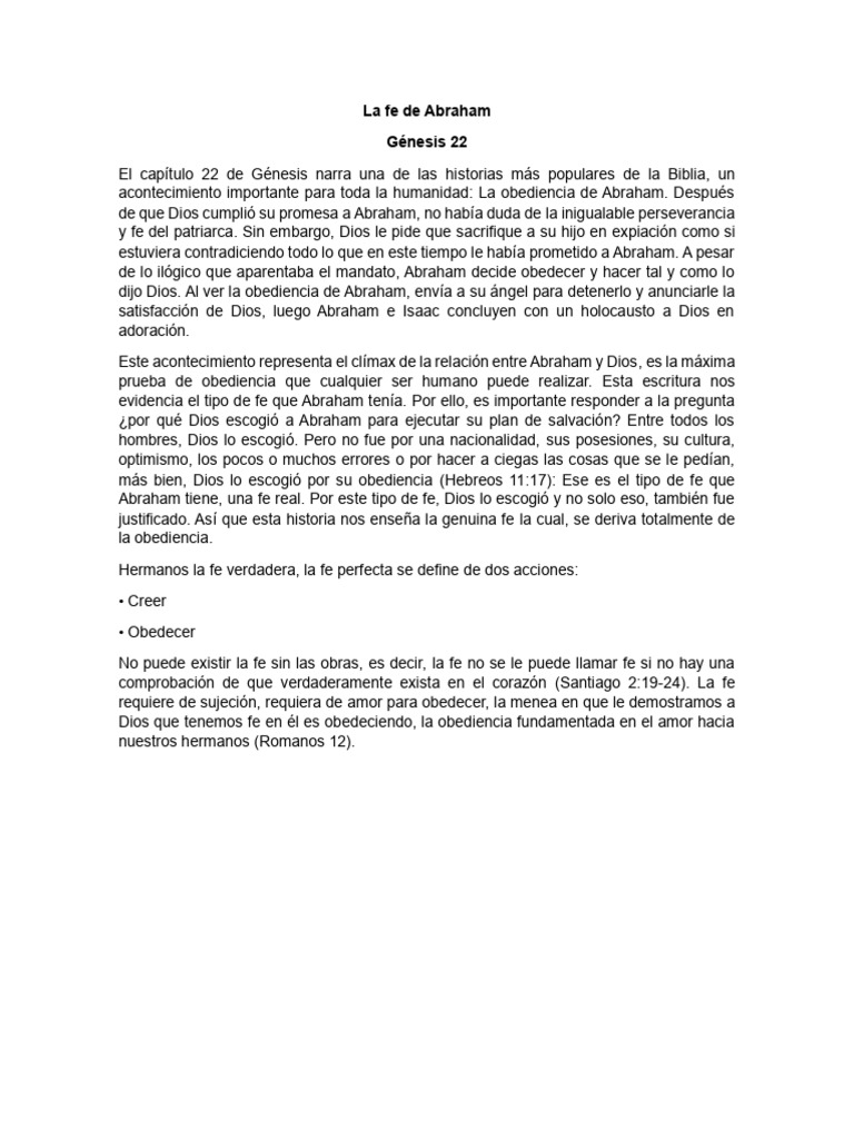 La Fe y Obediencia de Abraham | PDF