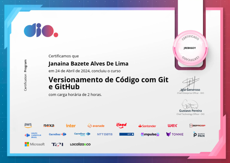 Certificado de Curso: Git e GitHub | PDF