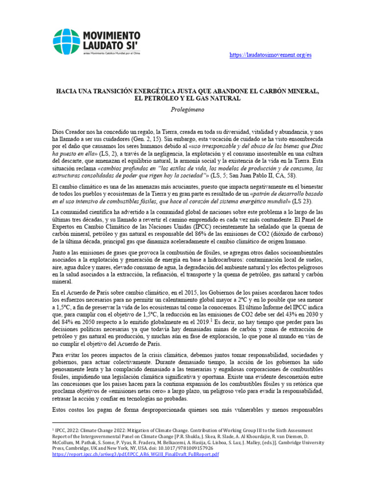 Transición Energética Justa y Sostenible | PDF | Combustibles fósiles ...