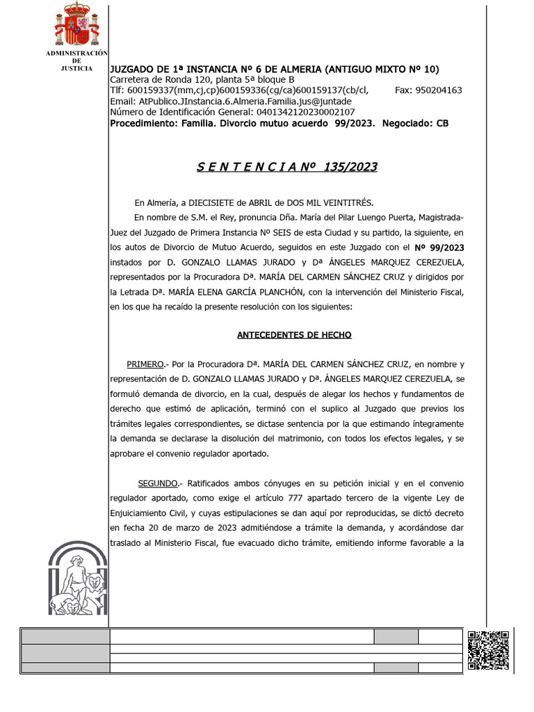 Sentencia Divorcio | PDF | Divorcio | Instituciones sociales