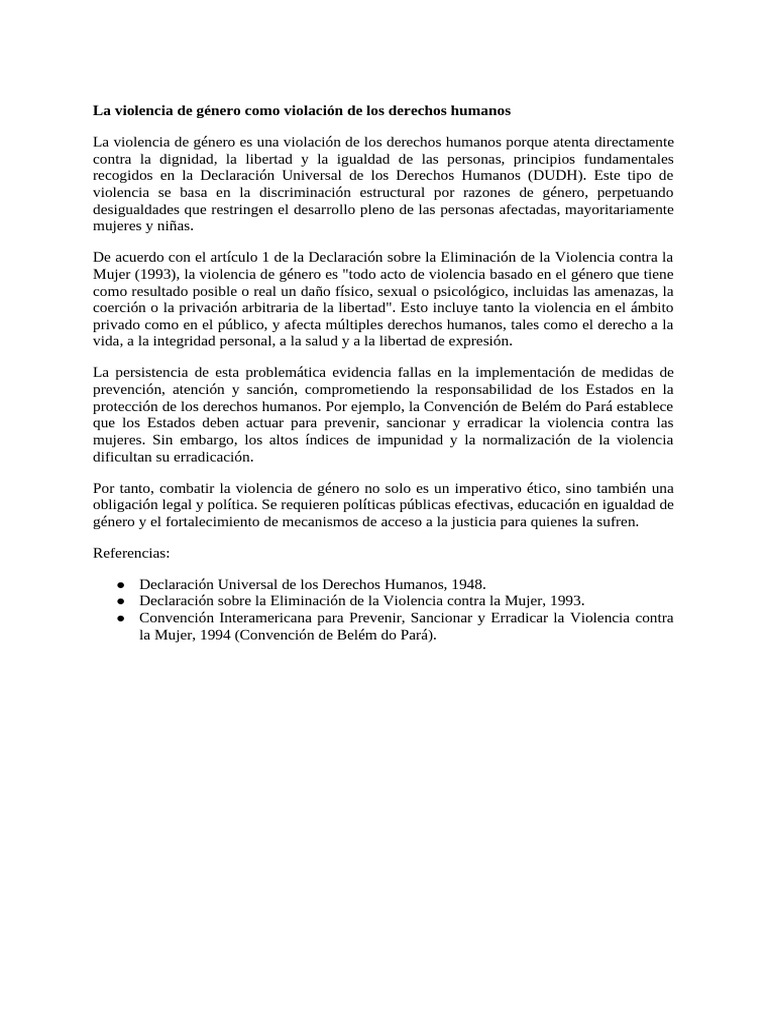 La Violencia de Género Como Violación de Los Derechos Humanos | PDF