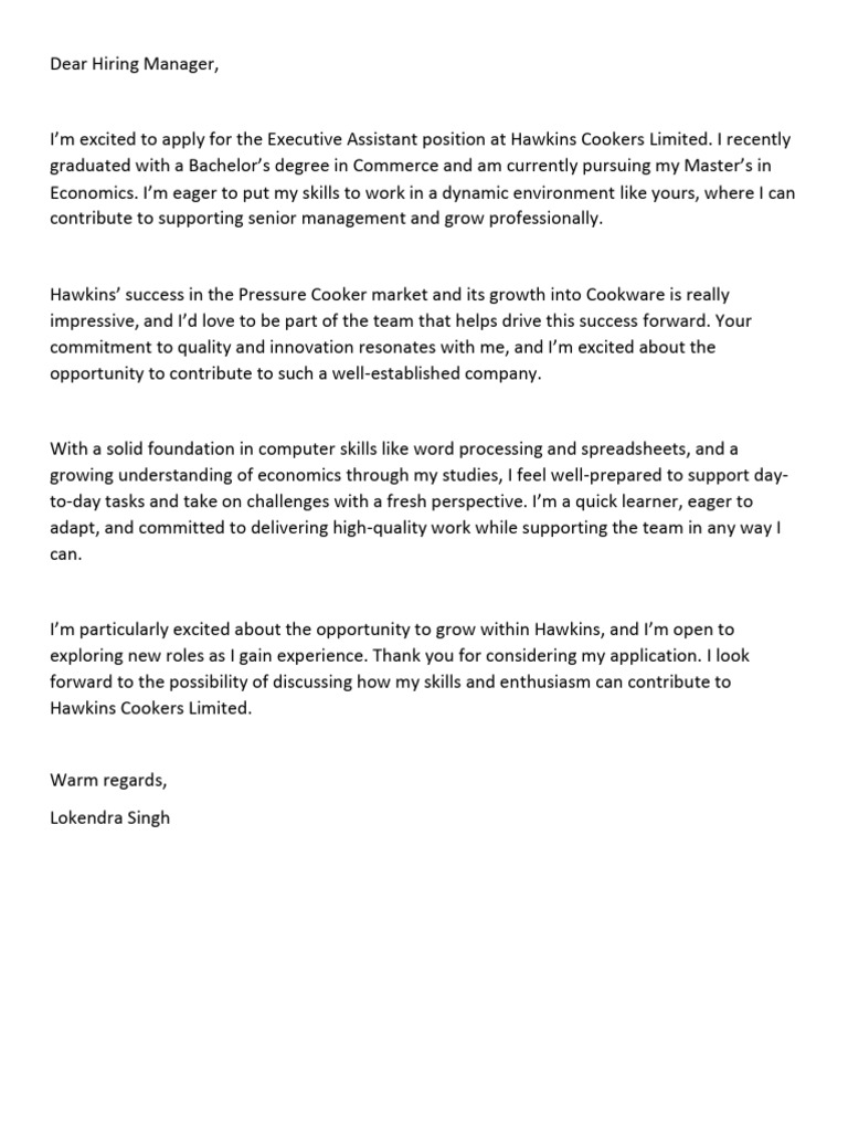 Executive Assistant Application for Hawkins | PDF