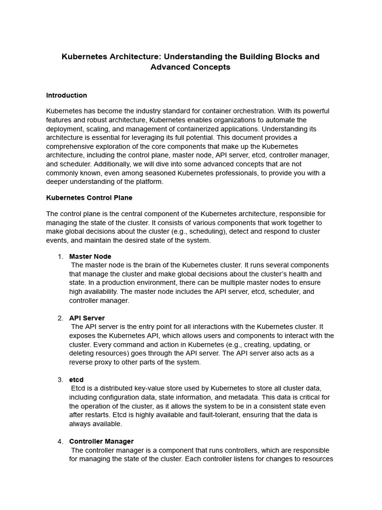 An In-Depth Analysis of Architecture and Advanced Concepts | PDF ...