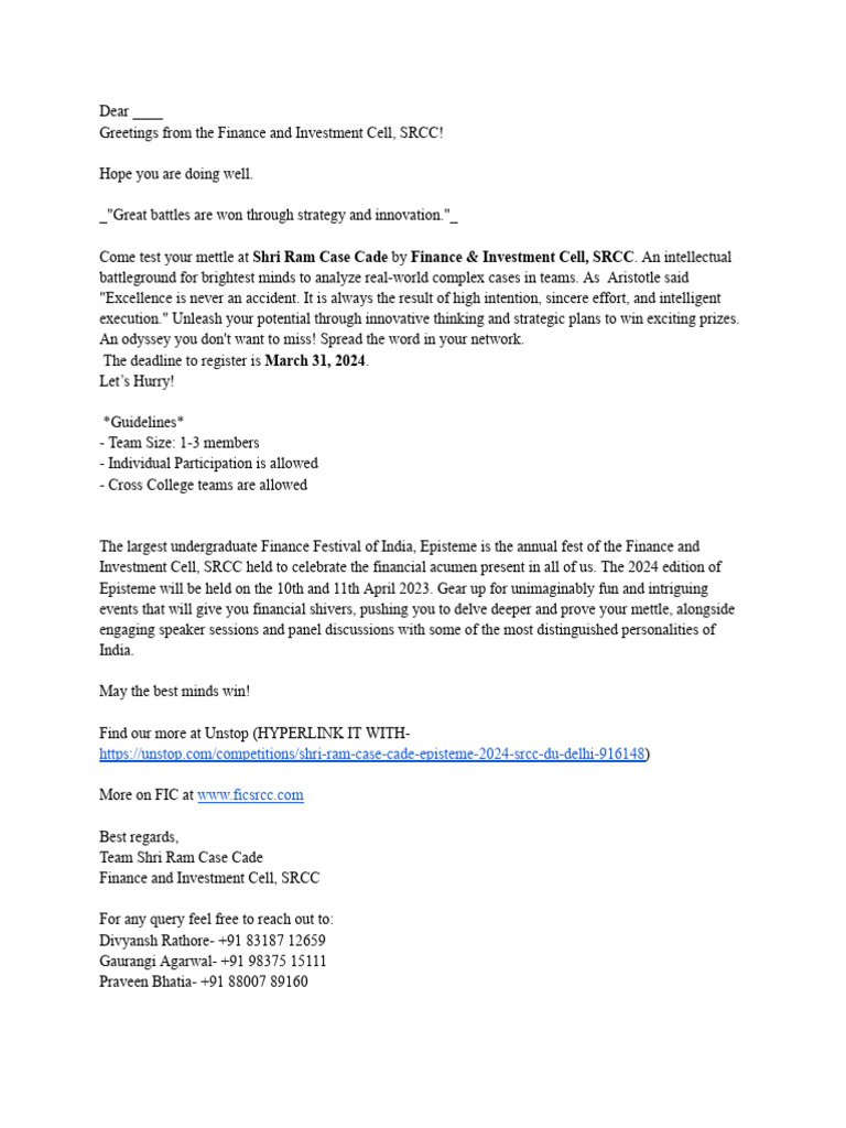 Mail Body | PDF