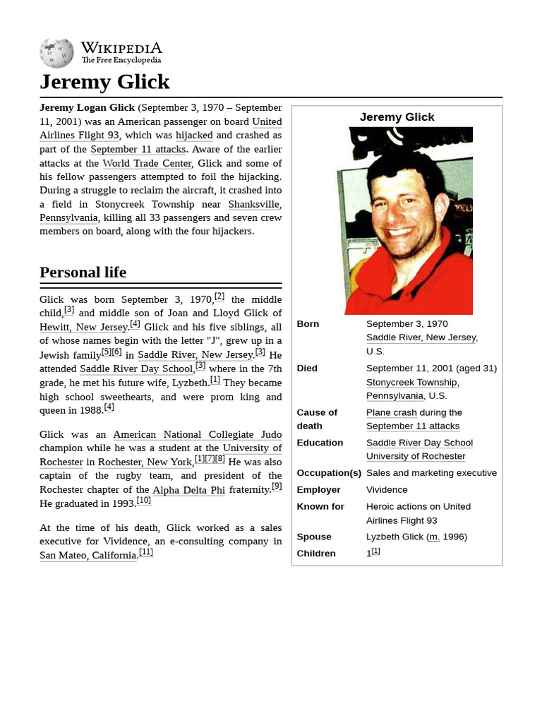Jeremy Glick: Flight 93 Hero | PDF | United Airlines Flight 93 ...