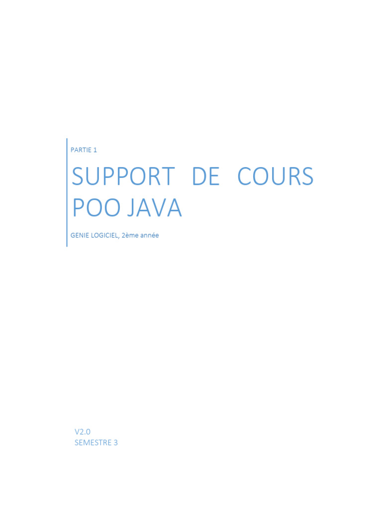 Cours de POO en Java 2025 | PDF | Java (Langage de programmation ...