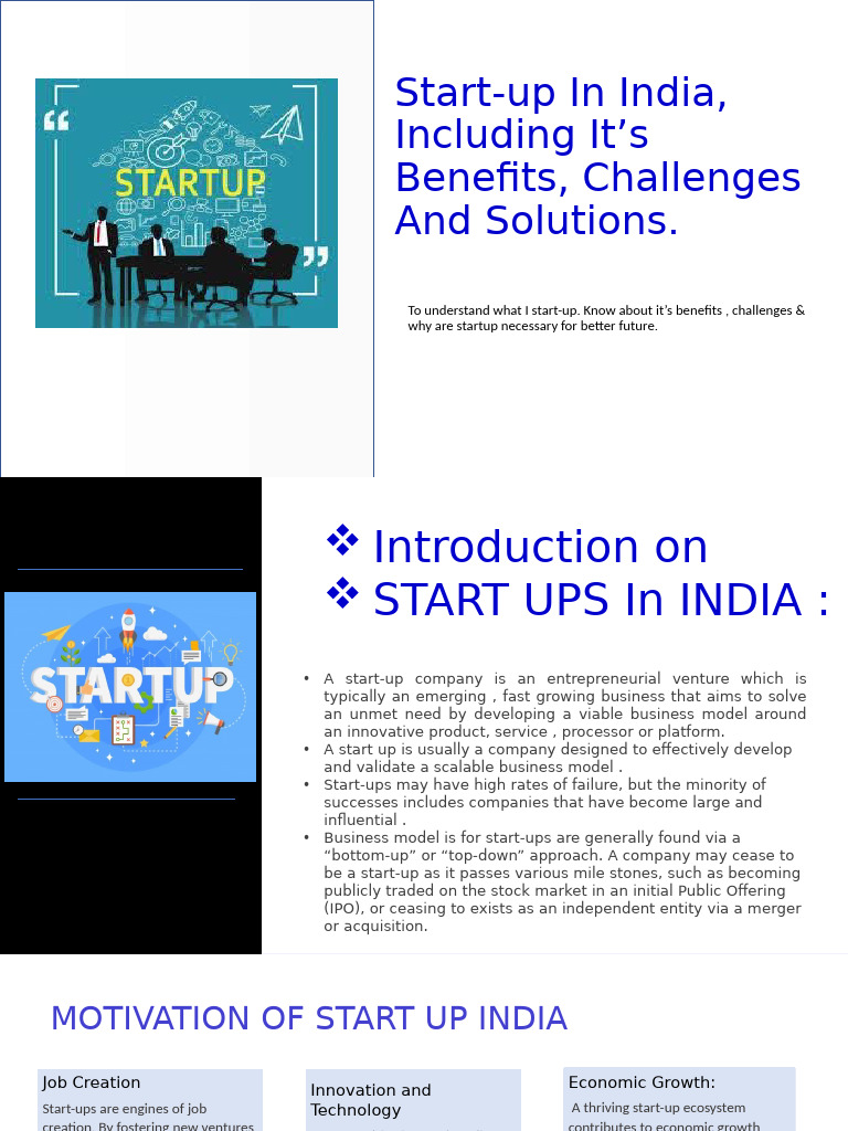 Startups in India: Benefits & Challenges | PDF | Startup Company ...