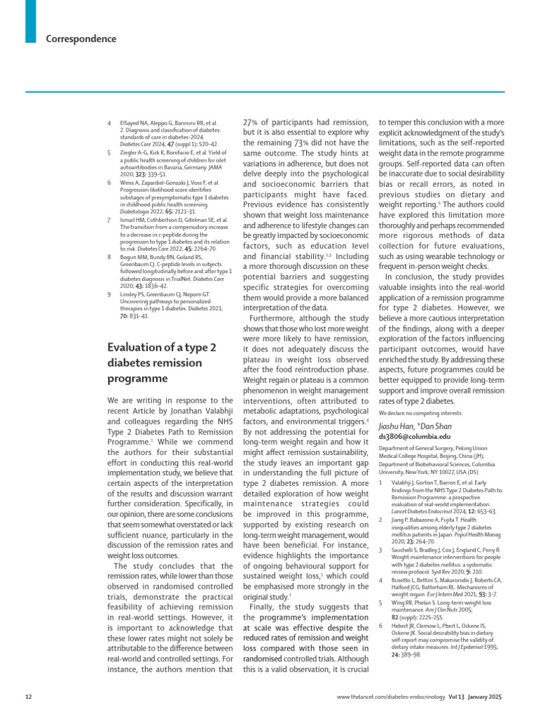Evaluating Type 2 Diabetes Remission Program | PDF | Diabetes ...