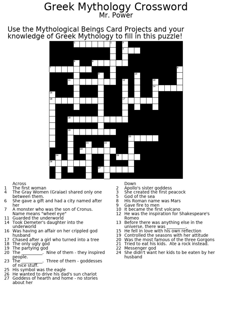 comp myth crossword PDF