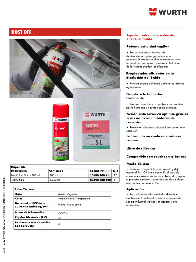 Rost Off: Disolvente de Óxido Eficaz | PDF | Corrosión | Tornillo