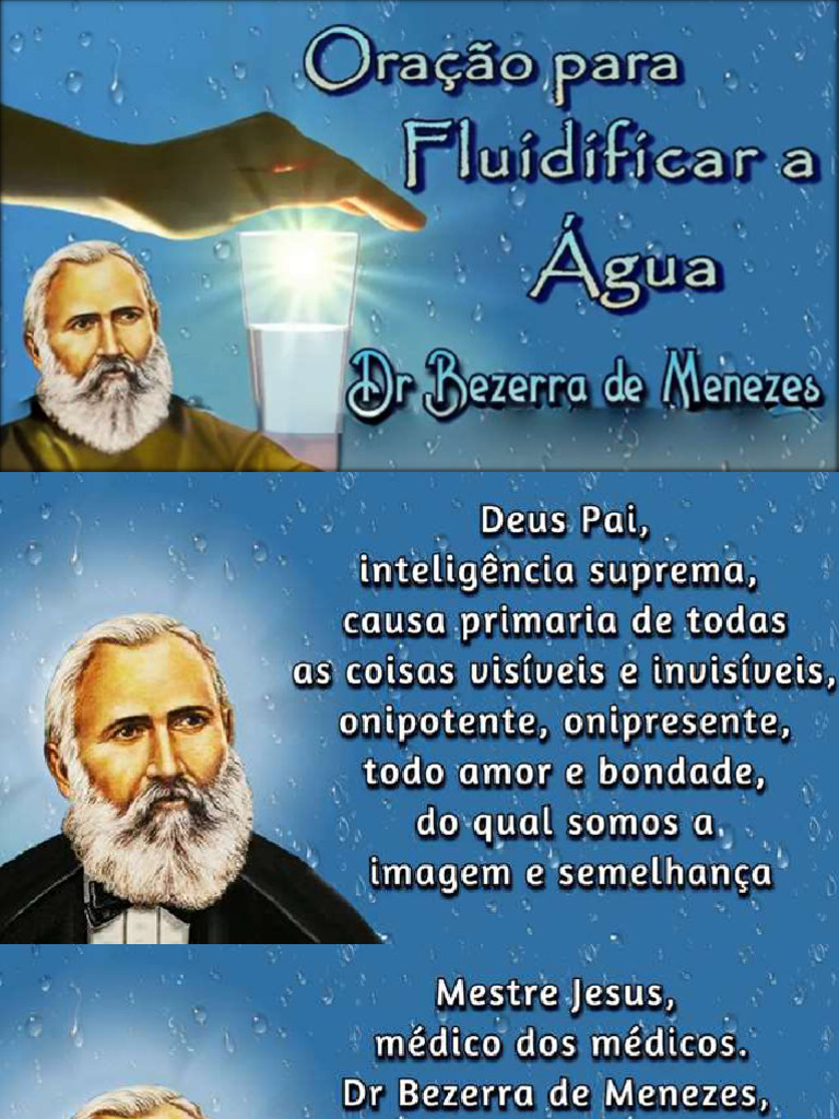 ORAÇÃO PARA FLUIDIFICAR A ÁGUA - AO DR BEZERRA DE MENEZES | PDF