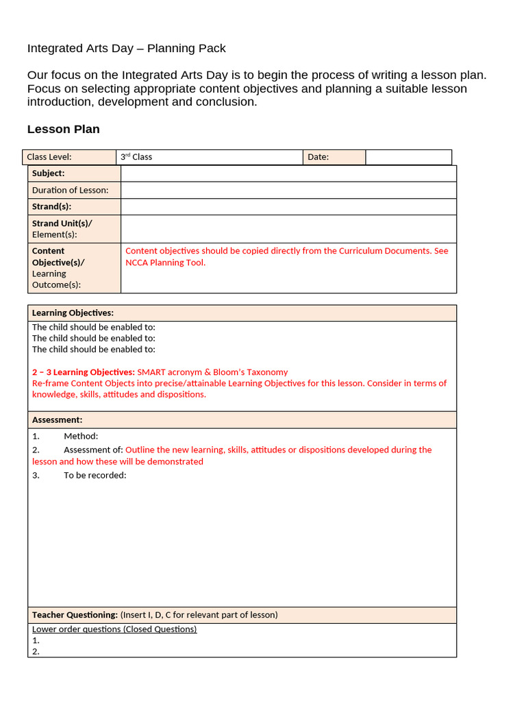 Integrated Arts Planning Pack | PDF | Learning | Methodology