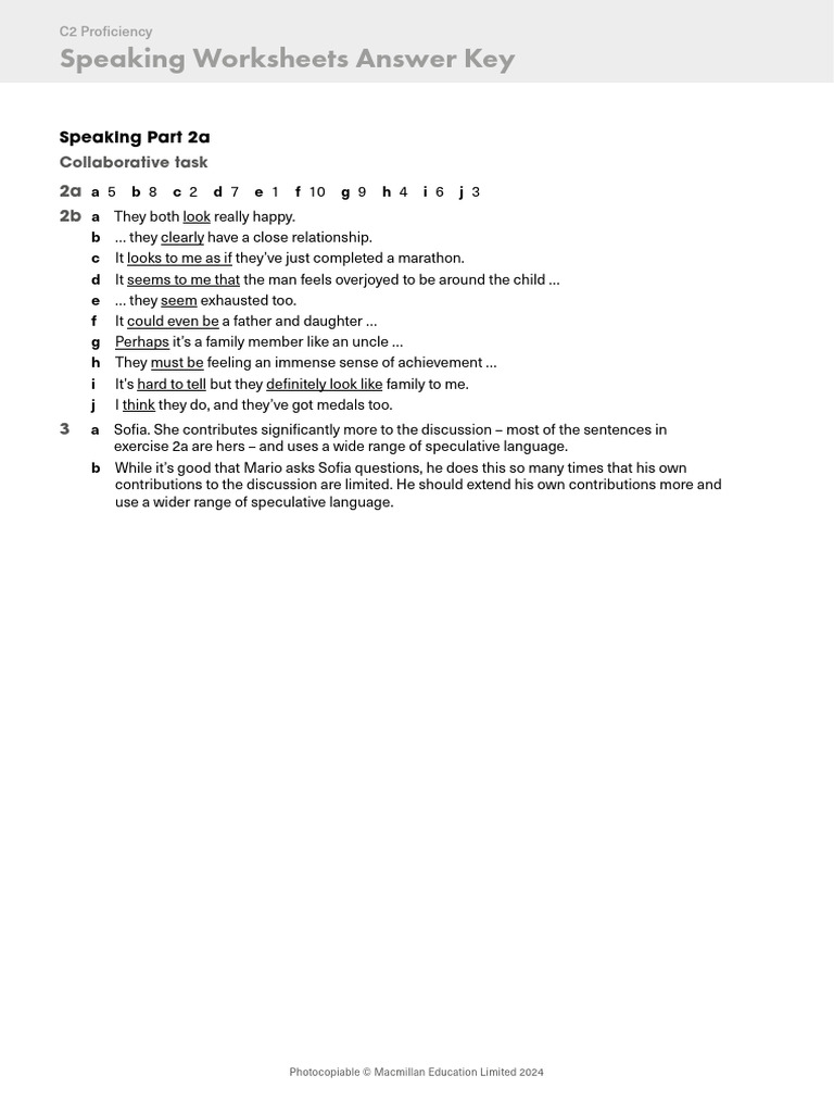 RF - C2 - Speaking WS Answer Key | PDF