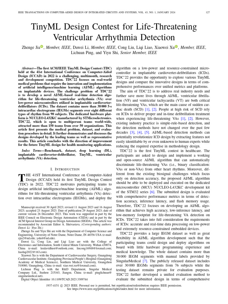 TinyML for Ventricular Arrhythmia Detection | PDF | Machine Learning ...