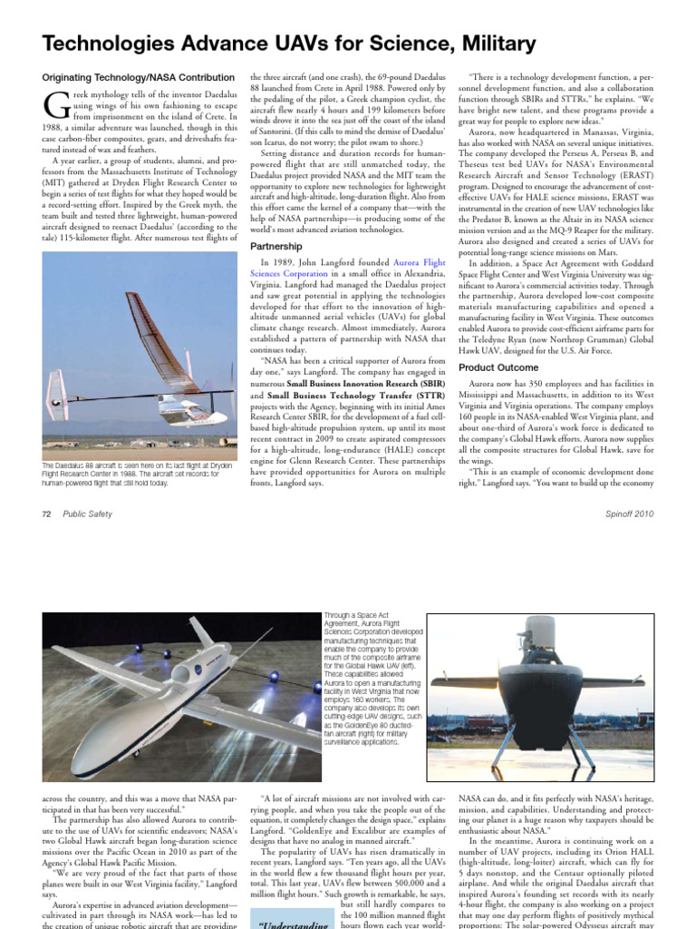 Aurora Flight Sciences: UAV Innovations | PDF | Aviation | Aircraft