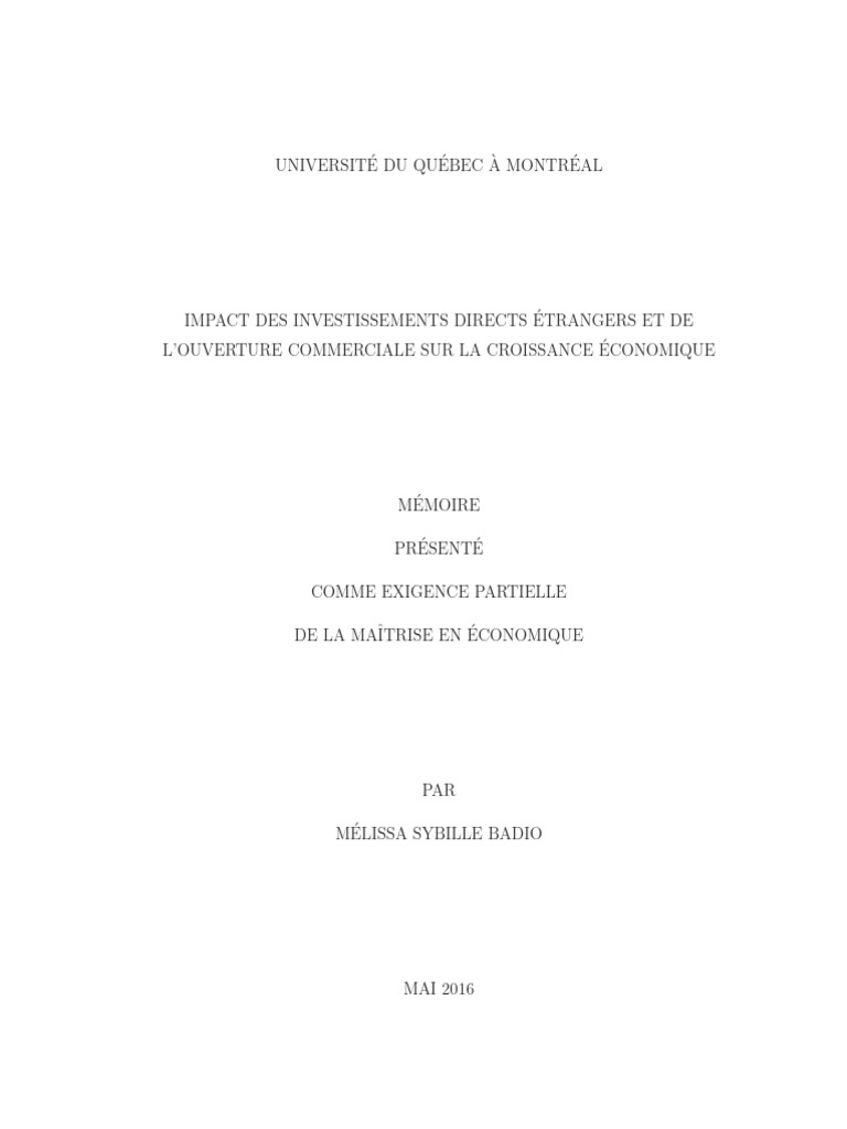 Impact des IDE et commerce sur la croissance | PDF | Croissance ...