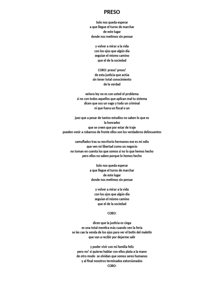 Letra PRESO | PDF