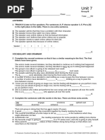 Focus 3 Unit 7 Test Overview | PDF
