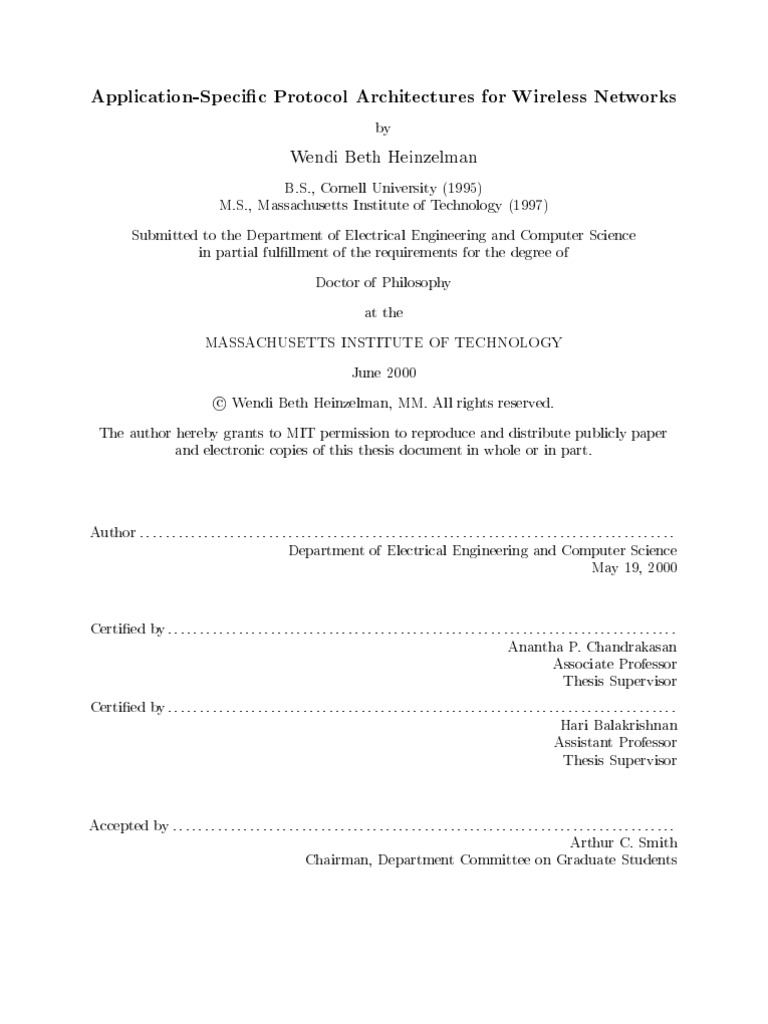 application specific protocol architectures for wireless networks phd thesis