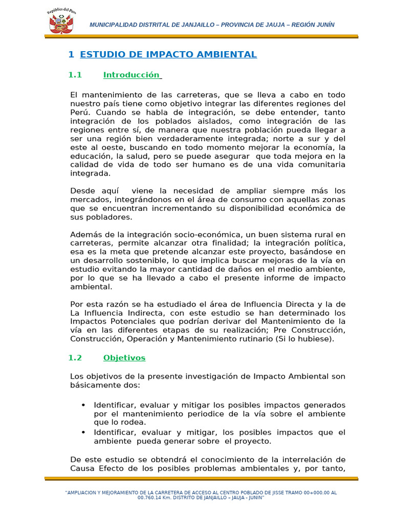 Estudio de Impacto Ambiental en Janjaillo | PDF | Entorno natural | La ...