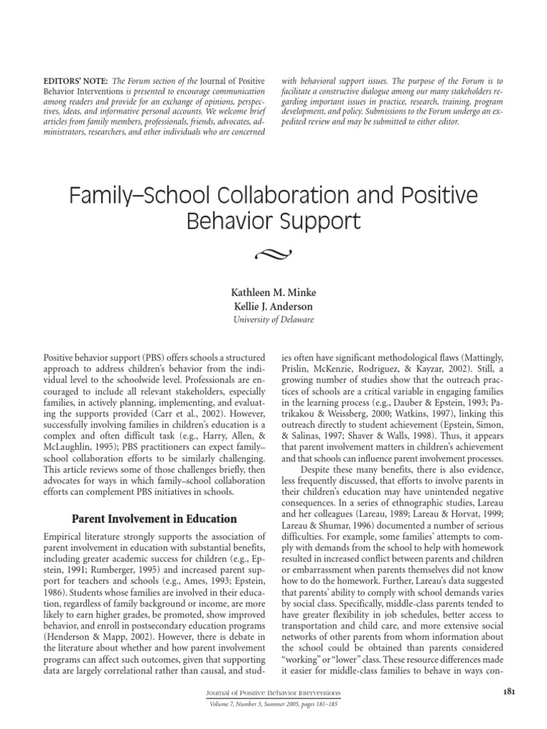 Family-School Collaboration in PBS | PDF | School Psychology | Teachers