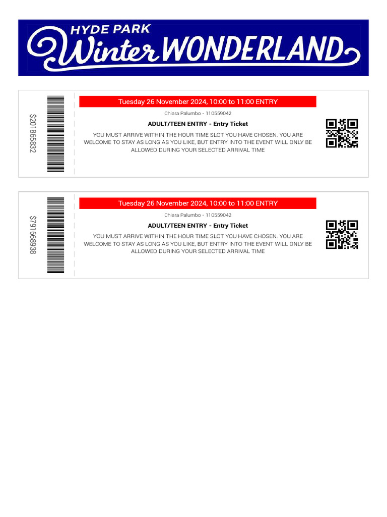 Adult/Teen Entry Ticket Details | PDF