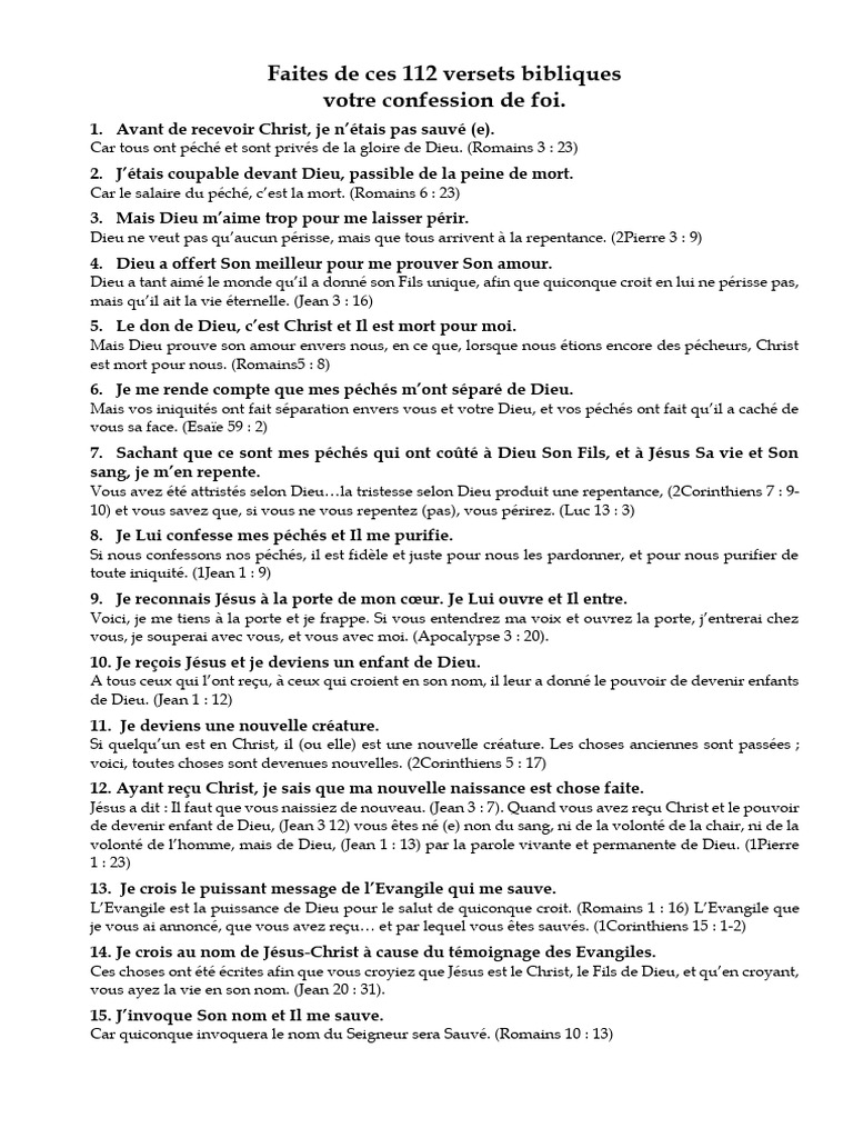 Versets bibliques pour le salut et la foi | PDF | Épître aux Romains ...